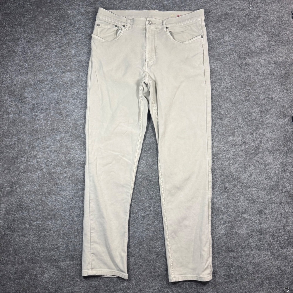 Faherty Brand Stretch Terry 5-Pocket Pants Mens 33 (33x29) Grey Straight Leg